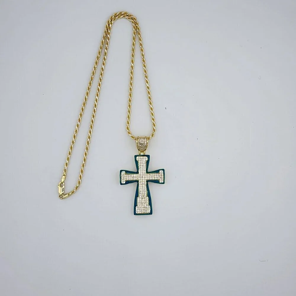 Brand New Sterling Silver 925 Blue Cross Necklace